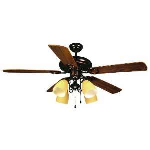 Marigot Collection Ceiling Fan Expresso Finish with Cased Amber Glass 