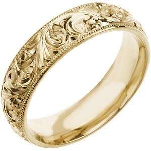 Hand Engraved Band (6.00 mm) in 14k Yellow Gold