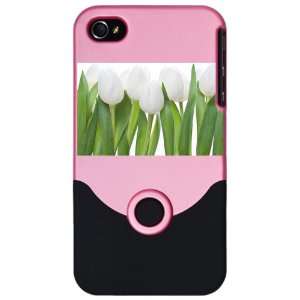 iPhone 4 or 4S Slider Case Pink White Tulips Spring 