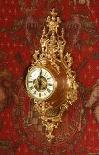 ANTIQUE FRENCH GILT BRASS CARTEL WALL CLOCK MOUGIN 1890  