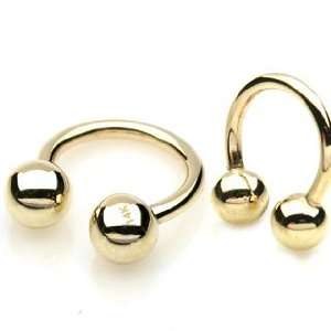 14KT Solid Yellow Gold Horse Shoe   14G (1.6mm), 12mm Length, 5mm Ball 