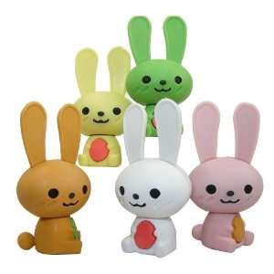  Kawaii Rabbit Erasers 5 Pcs, New 2012 Toys & Games
