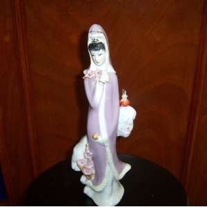  Oriental Lady Statue Figurine Fine Ceramic    12 Pink 