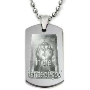  In Hands of God Engraved Dogtag Necklace w/Chain and 