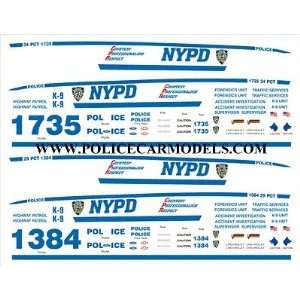  Bill Bozo 1/64 Police Decals   NYPD New York Police Toys & Games
