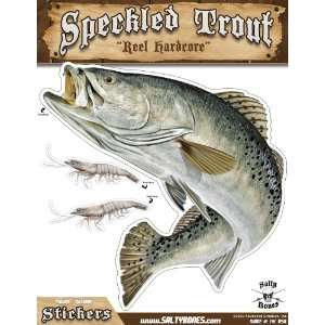  Salty Bones Large Speckled Trout Action Decal   13.5 x 10 