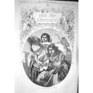  1856 FINE ART PORTRAIT SPANISH MINSTRELS MUSIC PHILLIP 