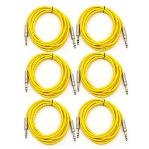 SEISMIC AUDIO   SATRXL F6   6 Pack of Yellow 6 1/4 TRS to 1/4 TRS 