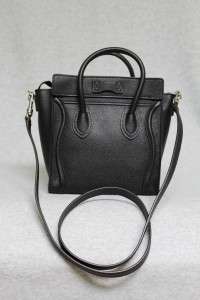 Celine Nano Luggage Black Textured Leather Bag New 2012  