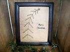 Primitive Merry Christmas Tree Stitchery Home Decor Picture Stitched 