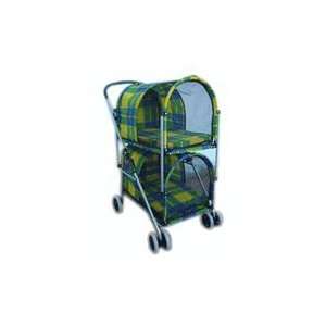  Yellow Plaid Double Deck Pet Stroller