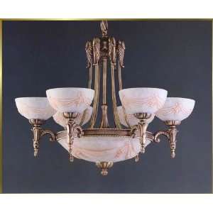 Neoclassical Chandelier, MU 3100, 9 lights, Antique Brass, 30 wide X 