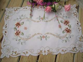 Country Flowers Embroidered Doily Place Mat 28x43cm L011907  
