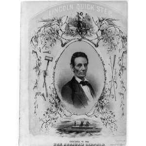  Lincoln quick step,nominee,illustrated sheet music,1860 