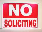 NO SOLICITING SIGN *NEW* 10X14 PLAST