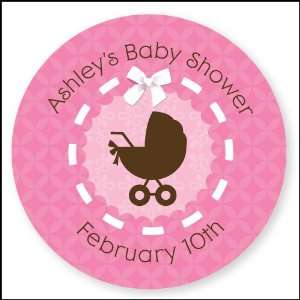  Girl Baby Carriage   24 Round Personalized Baby Shower 