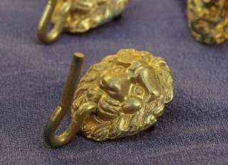 Gorgeous French vintage ormolu bronze lion head hooks  