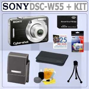  Sony DSC W55 Digital Camera Black + 512mb Kit Electronics