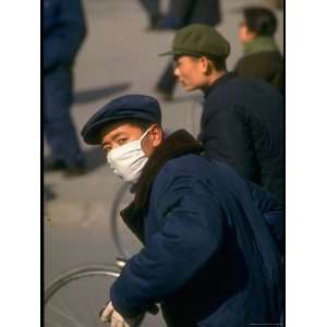  Chinese Worker Wearing Mask Against the Dust, During President 