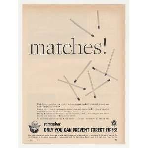  1960 Smokey the Bear Prevent Forest Fires Matches Print Ad 