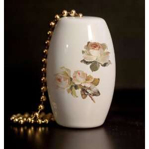  White Roses Porcelain Fan / Light Pull