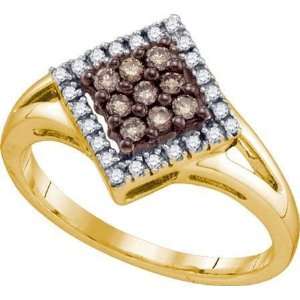   10K Yellow Gold .25ct Brown Diamond Engagement Wedding Bridal Set Ring