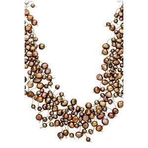    Cultured Freshwater Chocolate Pearl Spray Necklace Jewelry