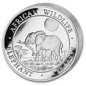   Kilo (32.15 oz) Silver Somalian African Elephant 