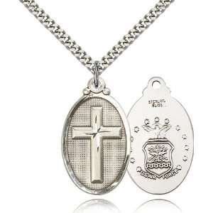  .925 Sterling Silver Cross / Army Soldier Medal Pendant 1 