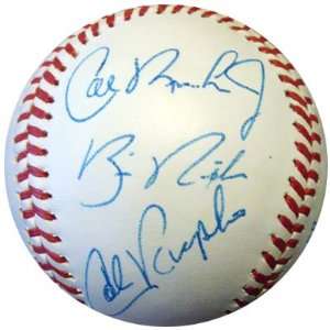  Cal Ripken, Jr., Sr., & Billy Ripken Autographed AL 
