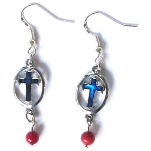 Cross Sterling Silver Shell Earrings Christian Jewelry Gifts for Women