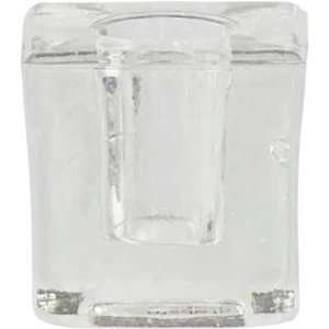  Mini Glass Candle Holder Cube Clear (each)