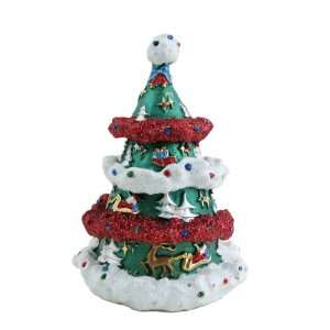 75H Red & White Garland Bough Christmas Tree Trinket Jewelry Box 