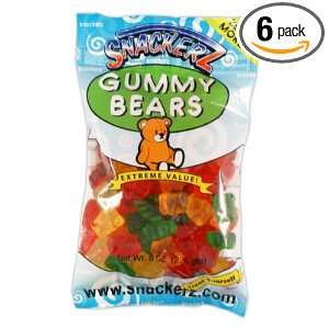 Snackerz Gummy Bears, 8 Ounce Packages (Pack of 6)  