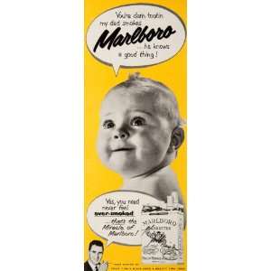  1950 Ad Marlboro Cigarettes Baby Philip Morris Tobacco Smoking 