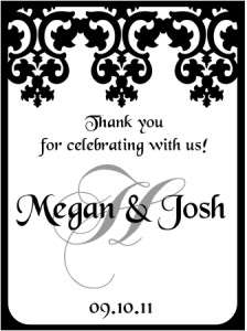 24 Personalized Wedding Scroll Work Wine Labels  