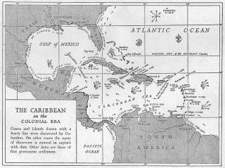 WEST INDIES1600 1660Caribbean,Colonial Era, sketch map,1942  