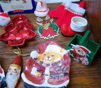 MIXED LOT OF 16 CHRISTMAS DISHES ORNAMENTS HOLIDAY HOME DECOR TIN 