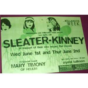 Sleater Kinney Poster   Green Concert Flyer   The Woods 
