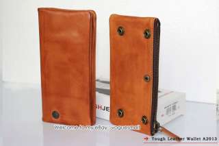 New TOUGH Removable Men Leather Brown Long Wallet a2013  
