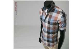 Bros Mens Western PLAID Shirts Short Brown XS,S,M no8  