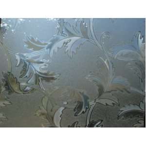 Opaque Floral   Static Cling Decorative Window Film   35 in By 1 Foot 