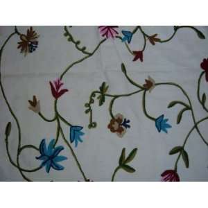  Crewel Fabric Butterfly Off White Cotton Duck