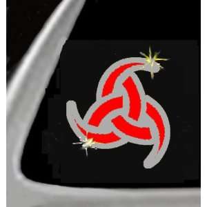 ODIN TRIPLE HORN 2 Color RED on MIRRORED SILVER Layered VINYL STICKER 