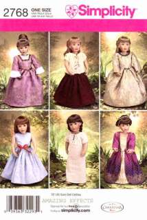 Simplicity Pattern 2768 18 American Girl Doll clothes dress nightgown 