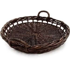  Round Woven Rattan Basket, Espresso