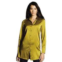 Sutton Studio Womens Silk Charmeuse Button Front Big Long Sleeves 