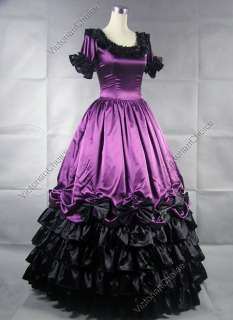 Colonial Civil War Satin Ball Gown Dress Prom Punk Steampunk 109 L 