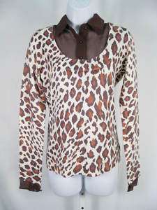 CLASSIQUES ENTIER Leopard Sweater Blouse Shirt Top Sz M  
