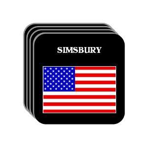US Flag   Simsbury, Connecticut (CT) Set of 4 Mini Mousepad Coasters